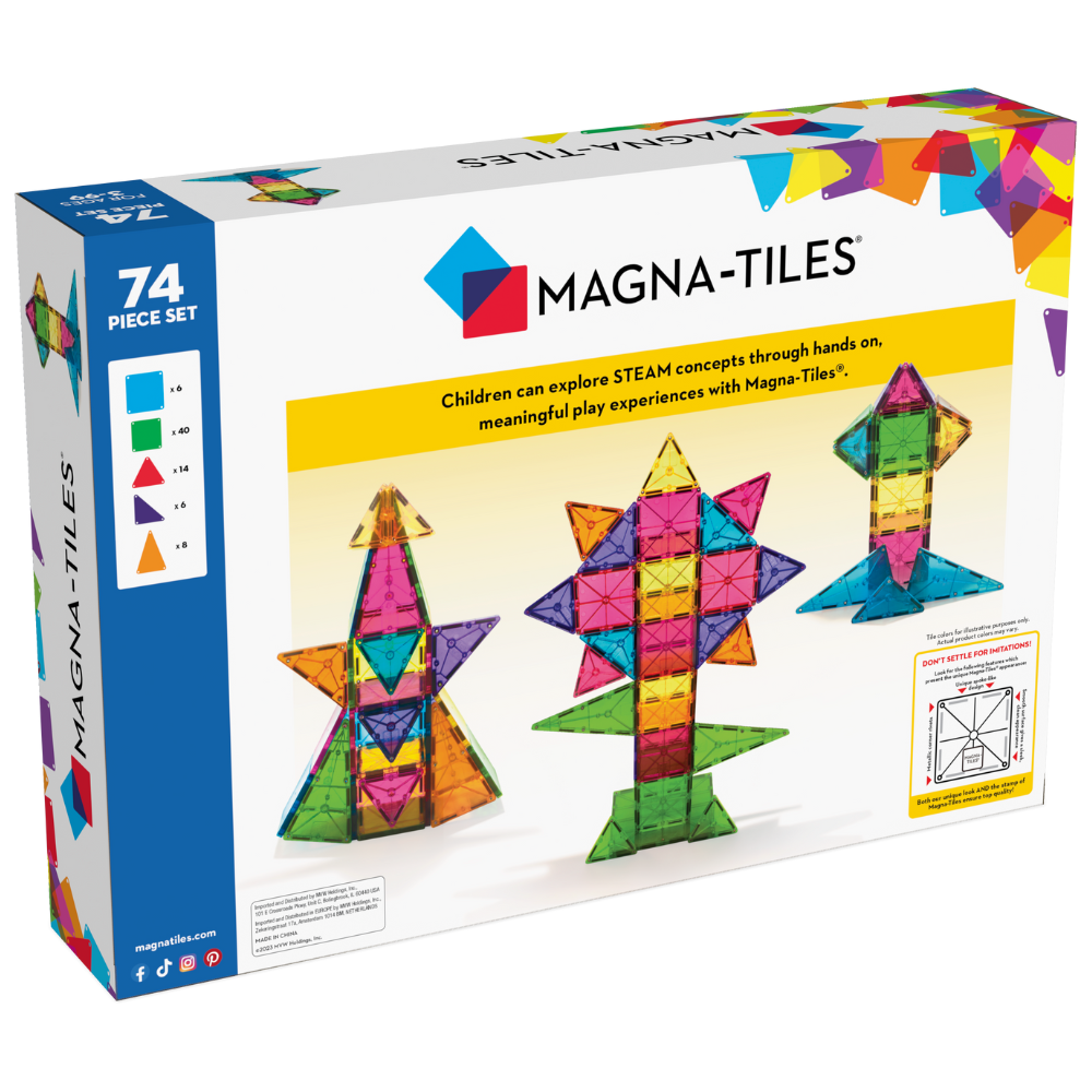 Back of MAGNA-TILES® Classic 74-Piece Set package