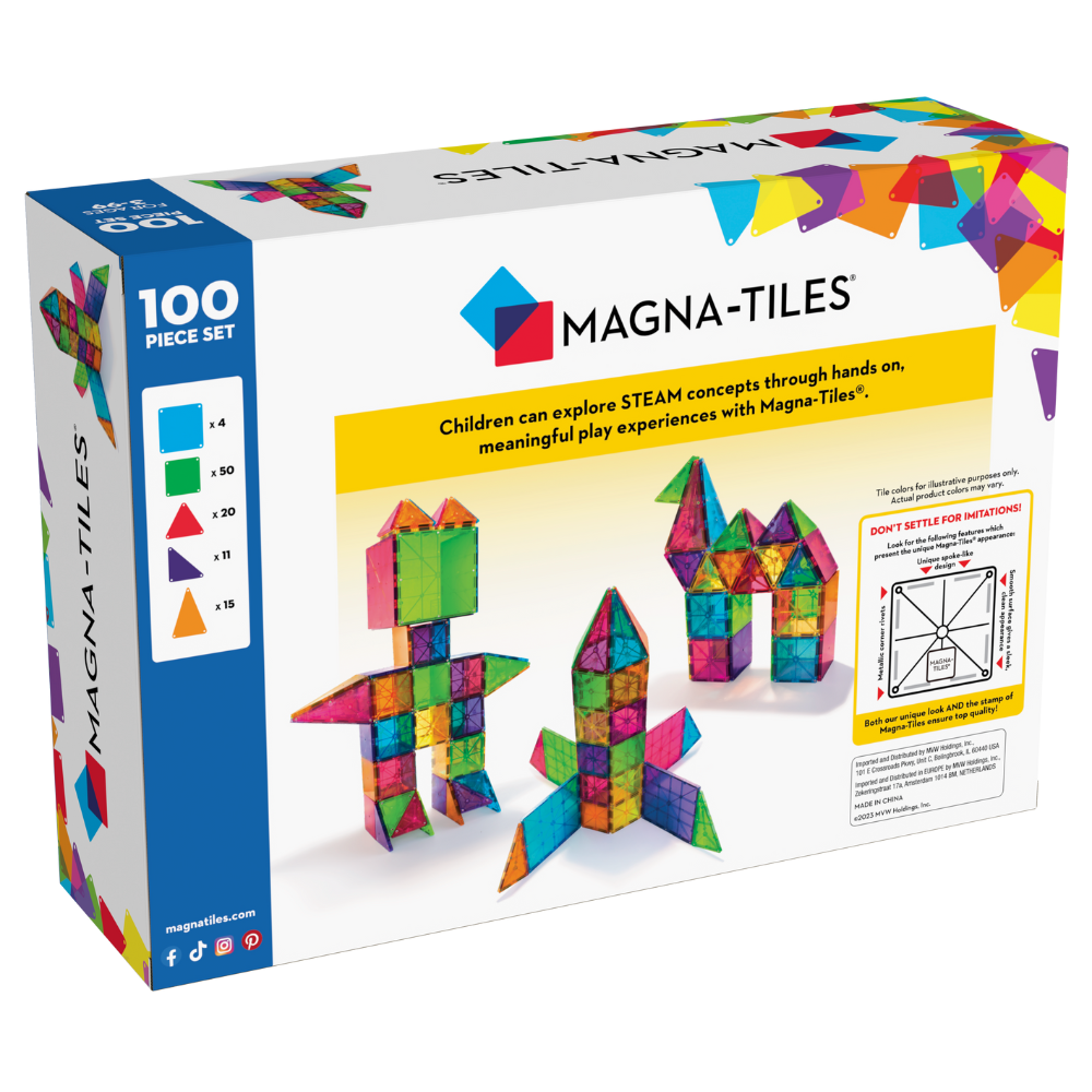 Back of MAGNA-TILES® Classic 100-Piece Set package