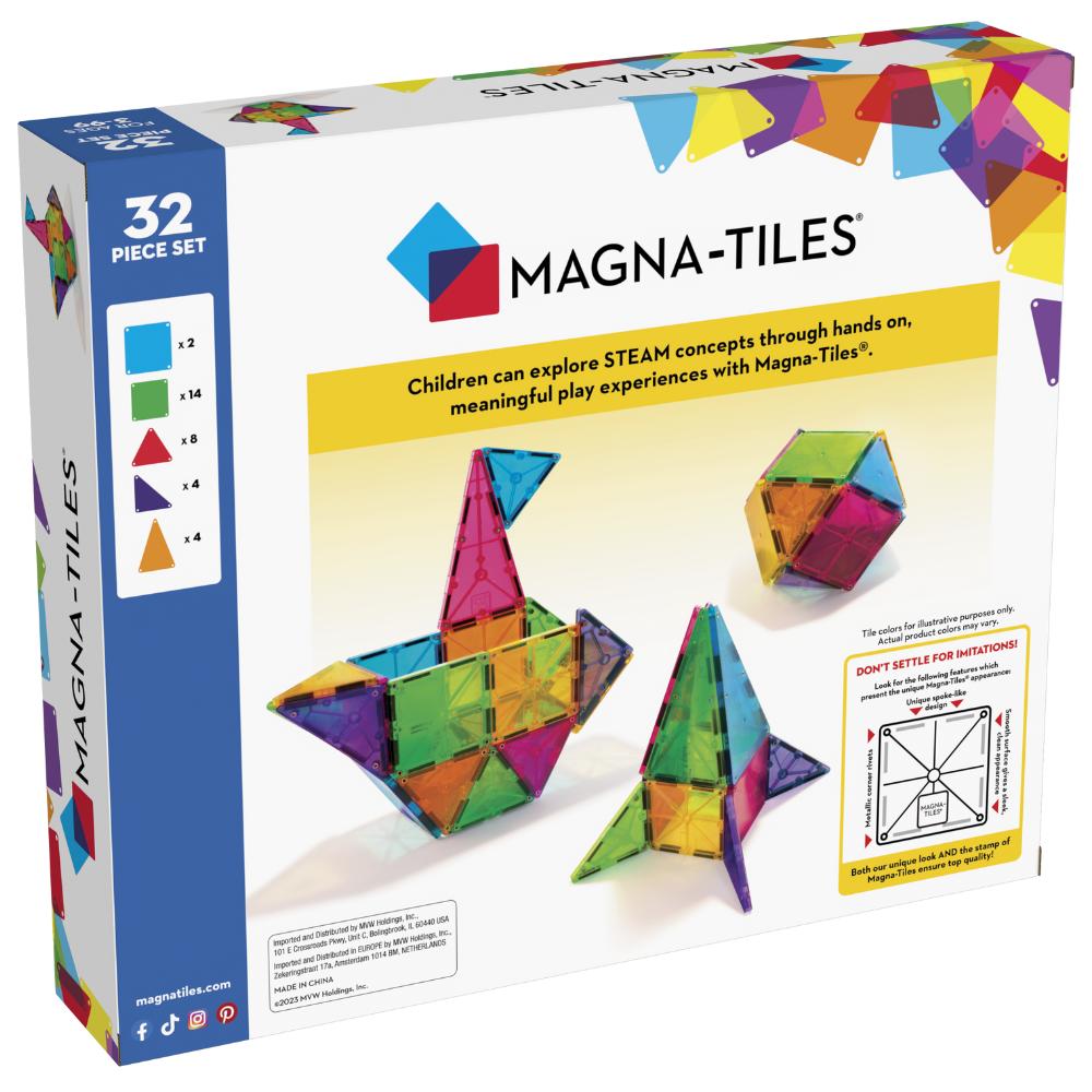 Back of MAGNA-TILES® Classic 32-Piece Set package