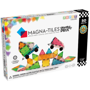 Front of MAGNA-TILES® Grand Prix 50-Piece Set (Frost Colors) package