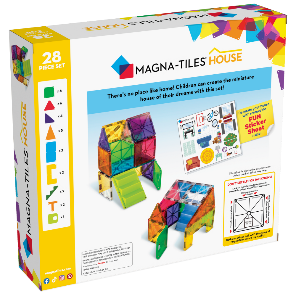 Back of MAGNA-TILES® House 28-Piece Set package