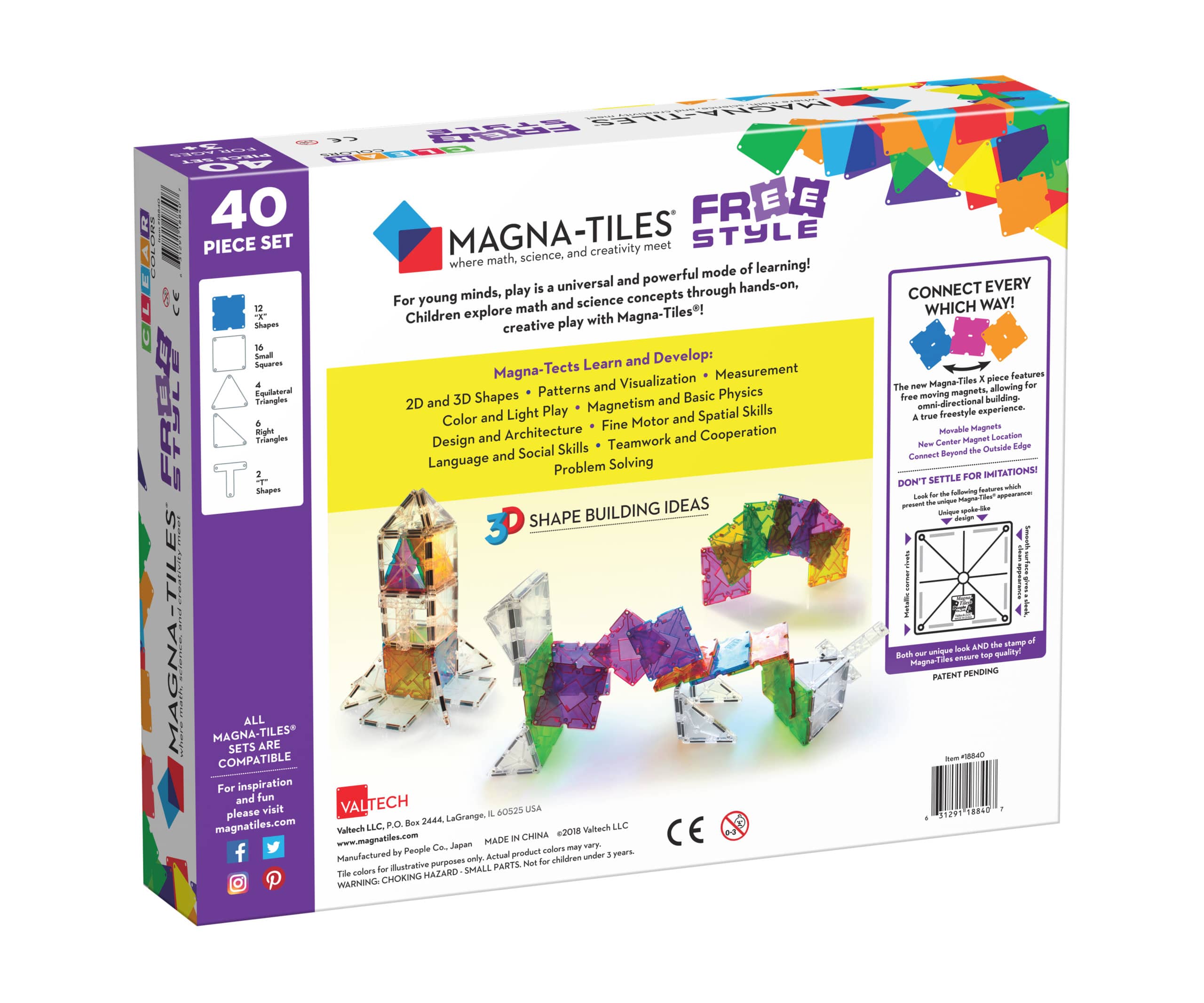 Back of MAGNA-TILES® Freestyle 40-Piece Set package