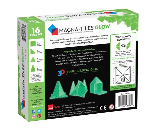 Back Of Magna-Tiles® Glow In The Dark 16-Piece Set Box
