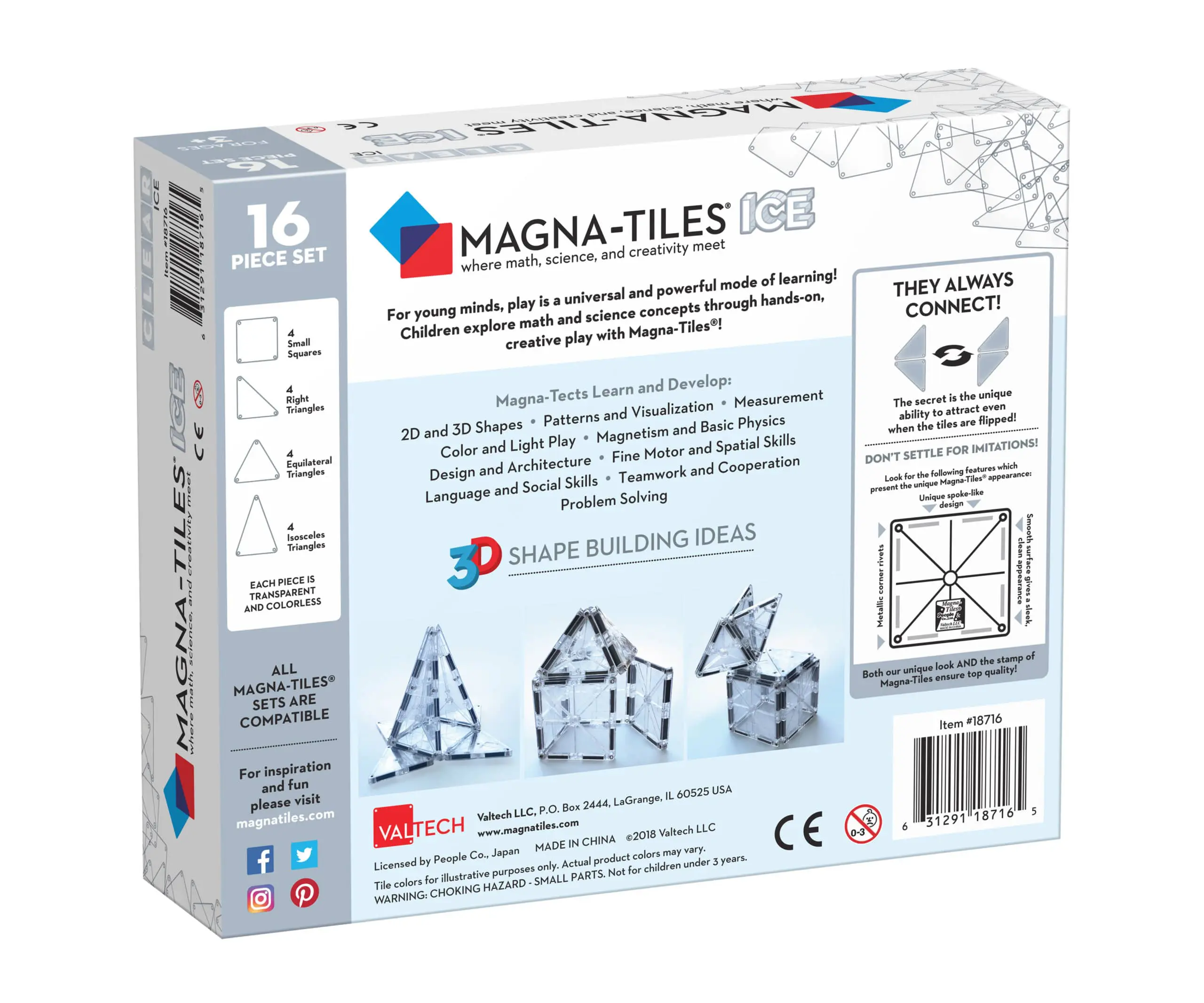 Back of MAGNA-TILES® ICE 16-Piece Set package