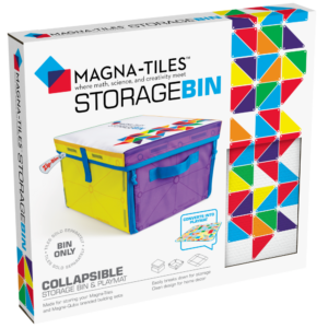 Front of MAGNA-TILES® Storage Bin & Interactivity Play-Mat package