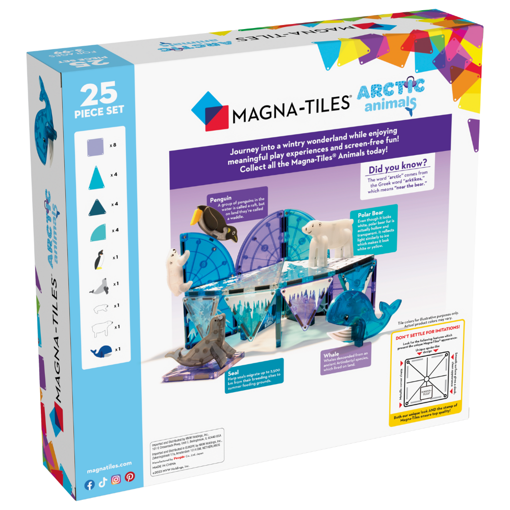 Back of MAGNA-TILES® Arctic Animals 25-Piece Set package