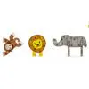 Scale representation of Monkey, Lion, Elephant and Giraffe MAGNA-TILES® figurines compared to Classic Square tile