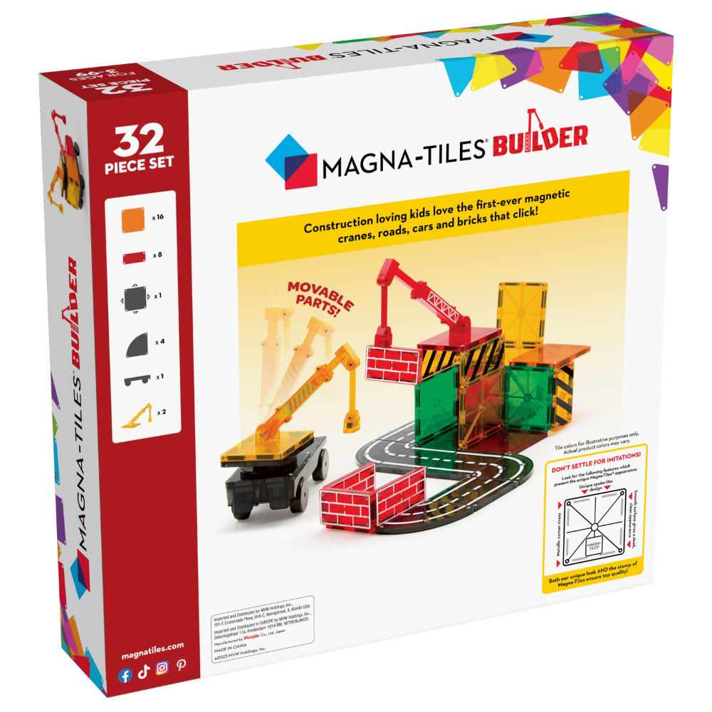 Back of MAGNA-TILES® Builder 32-Piece Set package