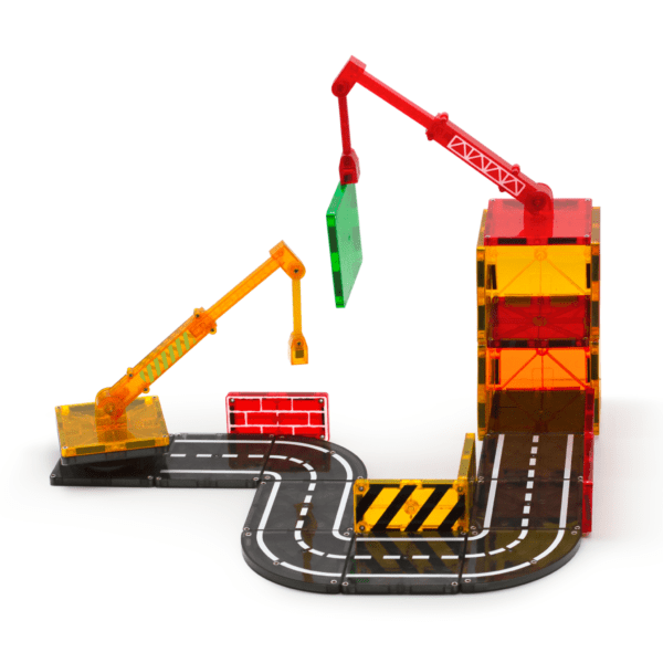 Red and yellow cranes from MAGNA-TILES® Builder 32-Piece Set