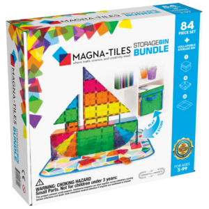 Front of MAGNA-TILES® Storage Bin Bundle 84-Piece Set package