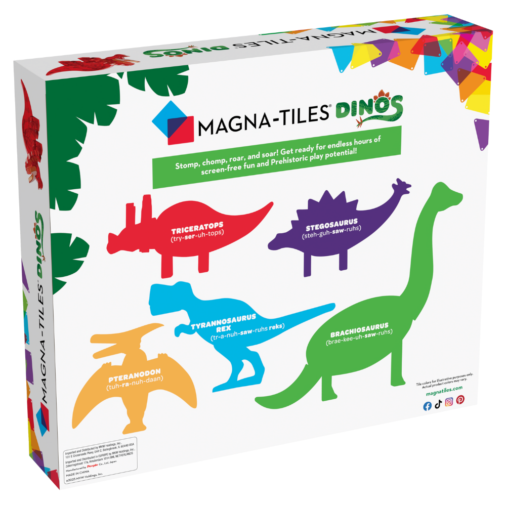 Back of MAGNA-TILES® Dinos 5-Piece Set package