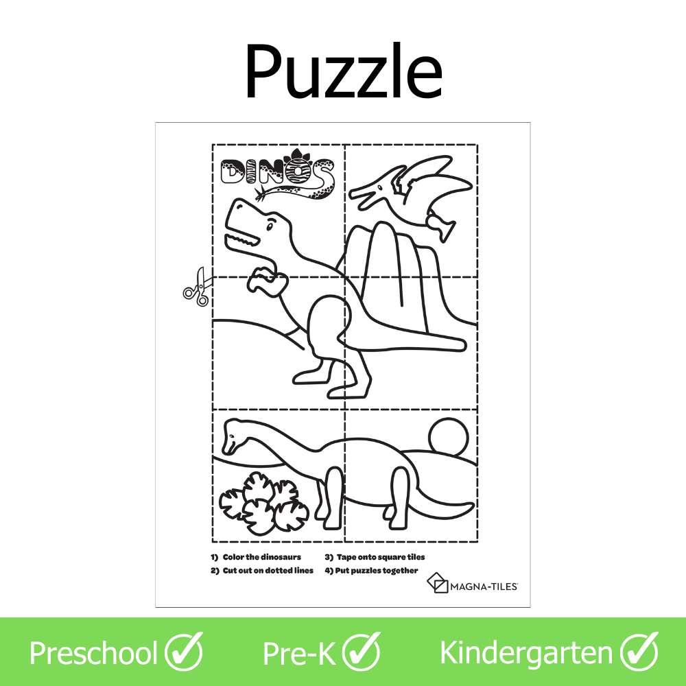 MAGNA-TILES® Dinos Puzzle for Preschool, Pre-K, and Kindergarten