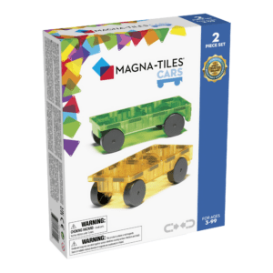Front of MAGNA-TILES® Cars - Yellow & Green 2 Piece Set package