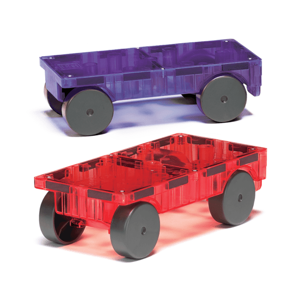 Example of MAGNA-TILES® Cars - Purple & Red 2 Piece Set Build