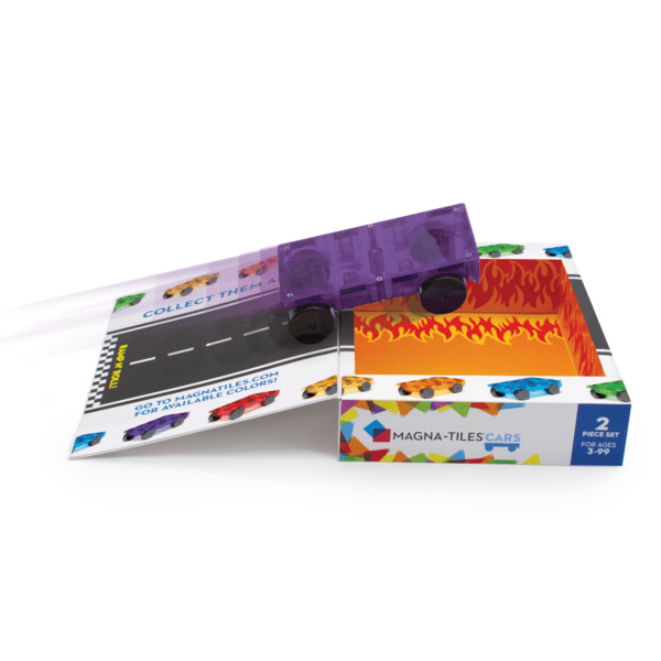 Example of MAGNA-TILES® Cars - Purple & Red 2 Piece Set Build