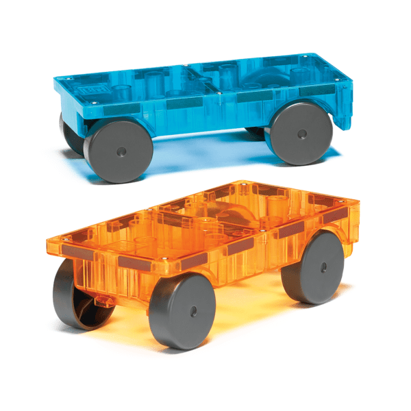 Example of MAGNA-TILES® Cars - Blue & Orange 2 Piece Set Build