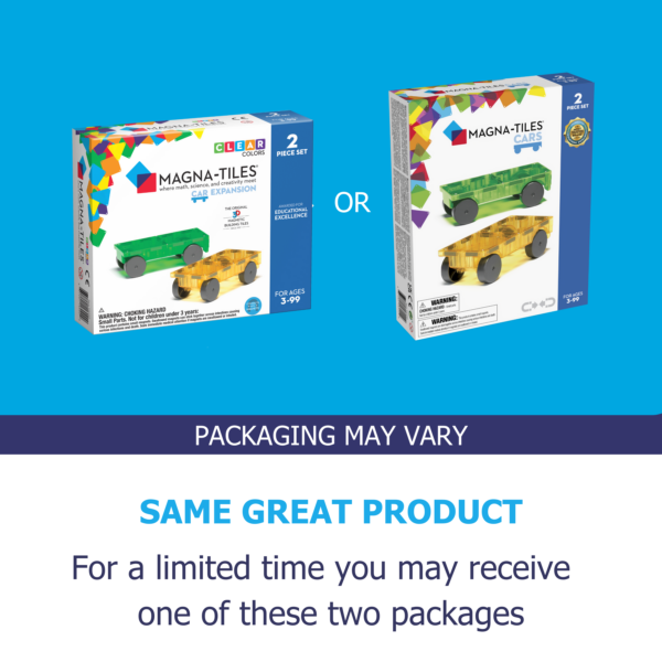 Example of two different packages for the MAGNA-TILES® Cars - Yellow & Green 2 Piece Set