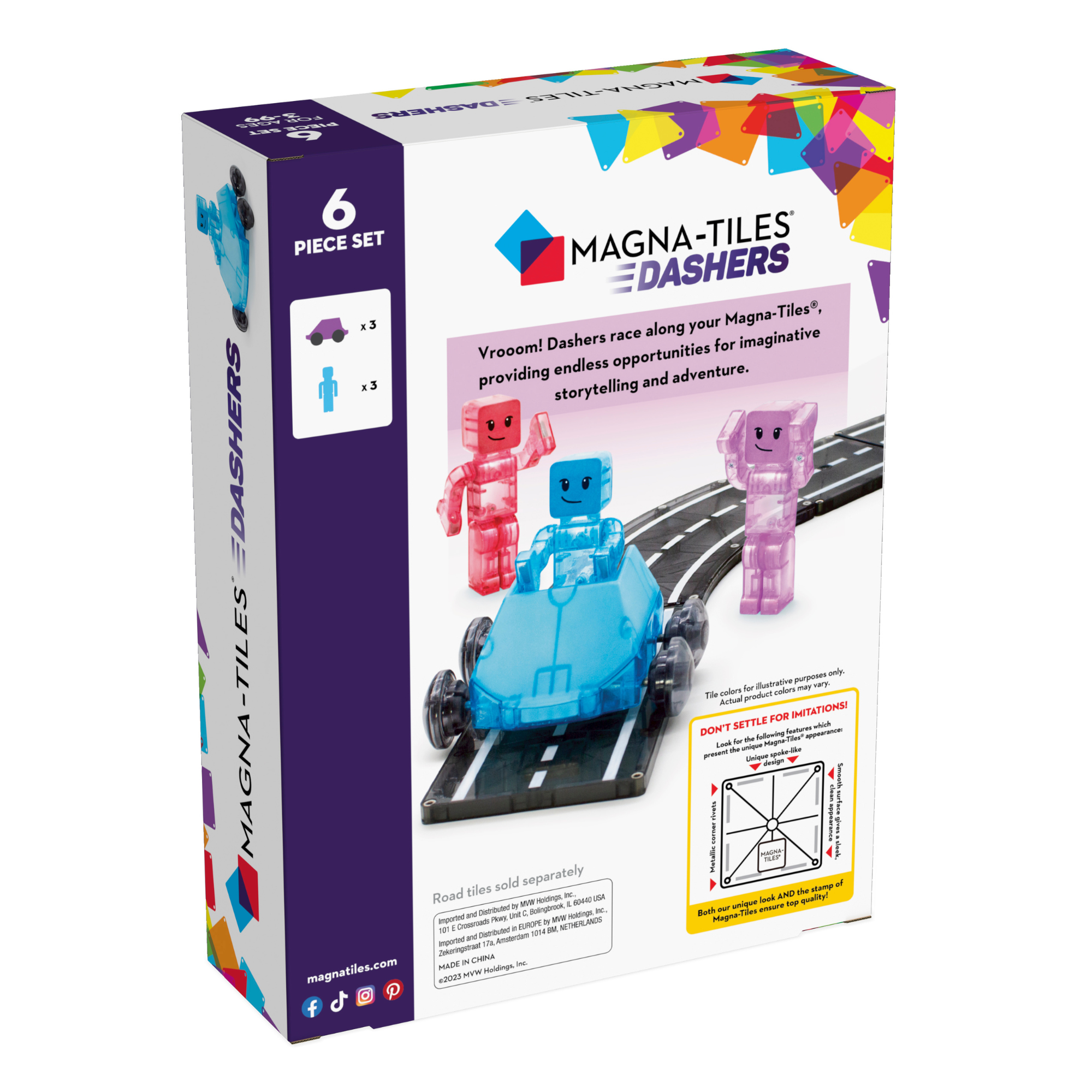 Back of MAGNA-TILES® Dashers 6-Piece Set package