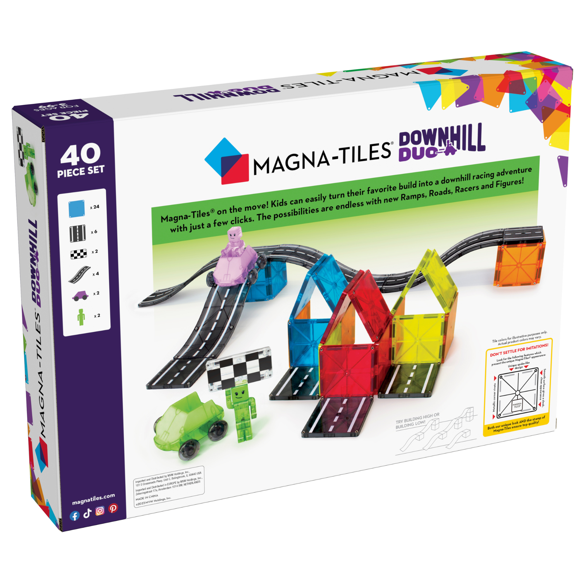 Back of MAGNA-TILES® Downhill Duo 40-Piece Set package