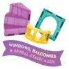 image of new pieces: windows, balcony, and spiral staircase